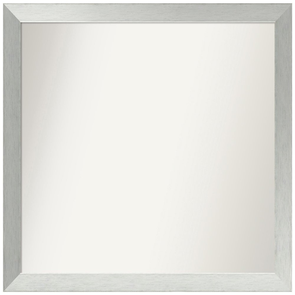 Amanti Art Silver Bathroom Mirror for Over Sink, 35x38 Custom Made Brushed Sterling Silver Rectangle Vanity Mirror, X-Large Modern Wood Frame, Hangs Horizonally and Vertically, Wall Decor