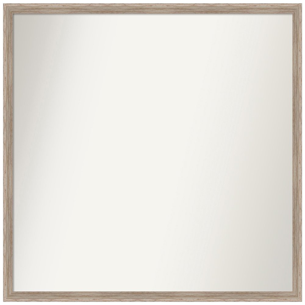 Amanti Art White Bathroom Mirror for Over Sink, 25x27 Custom Made Hardwood Wedge White Wash Rectangle Vanity Mirror, Large Country Rustic Wood Frame, Hangs Horizonally and Vertically, Wall Decor
