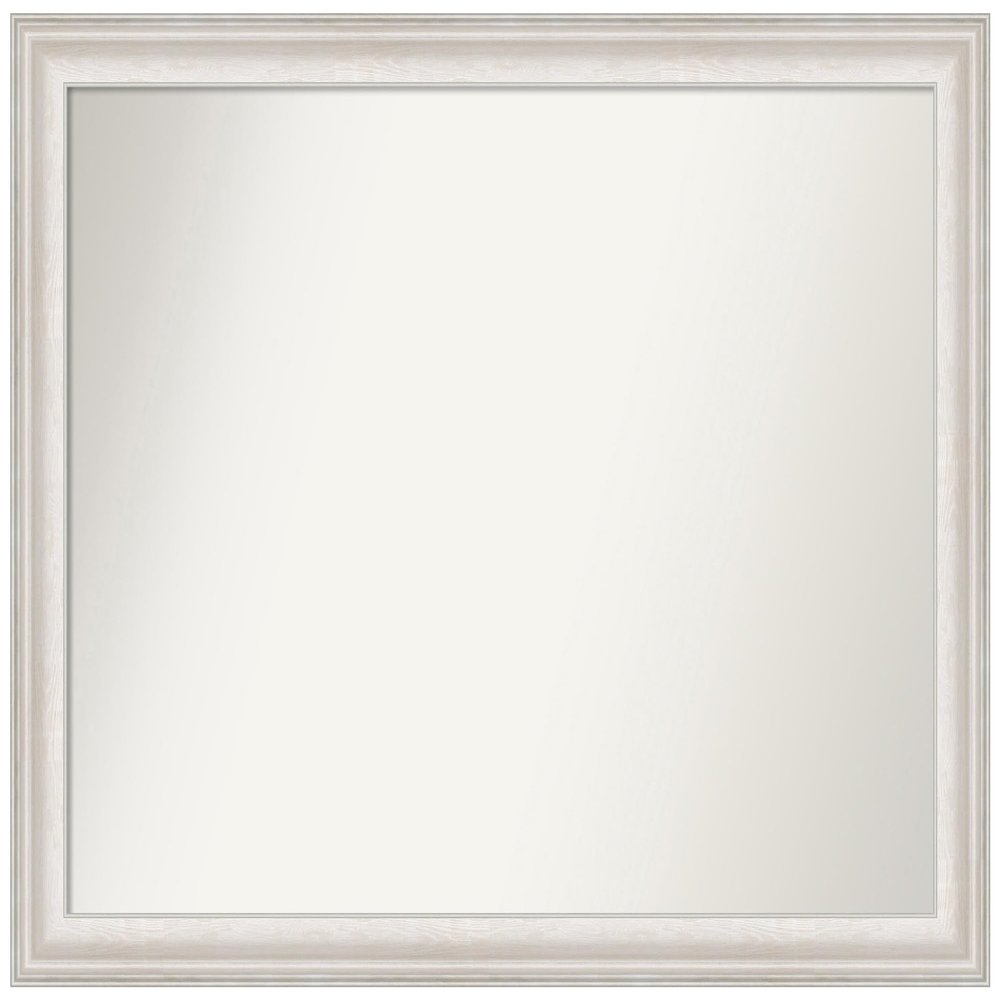 Amanti Art White Bathroom Mirror for Over Sink, 32x42 Custom Made Trio White Wash Silver Rectangle Vanity Mirror, X-Large Country Rustic Wood Frame, Hangs Horizonally and Vertically, Wall Decor