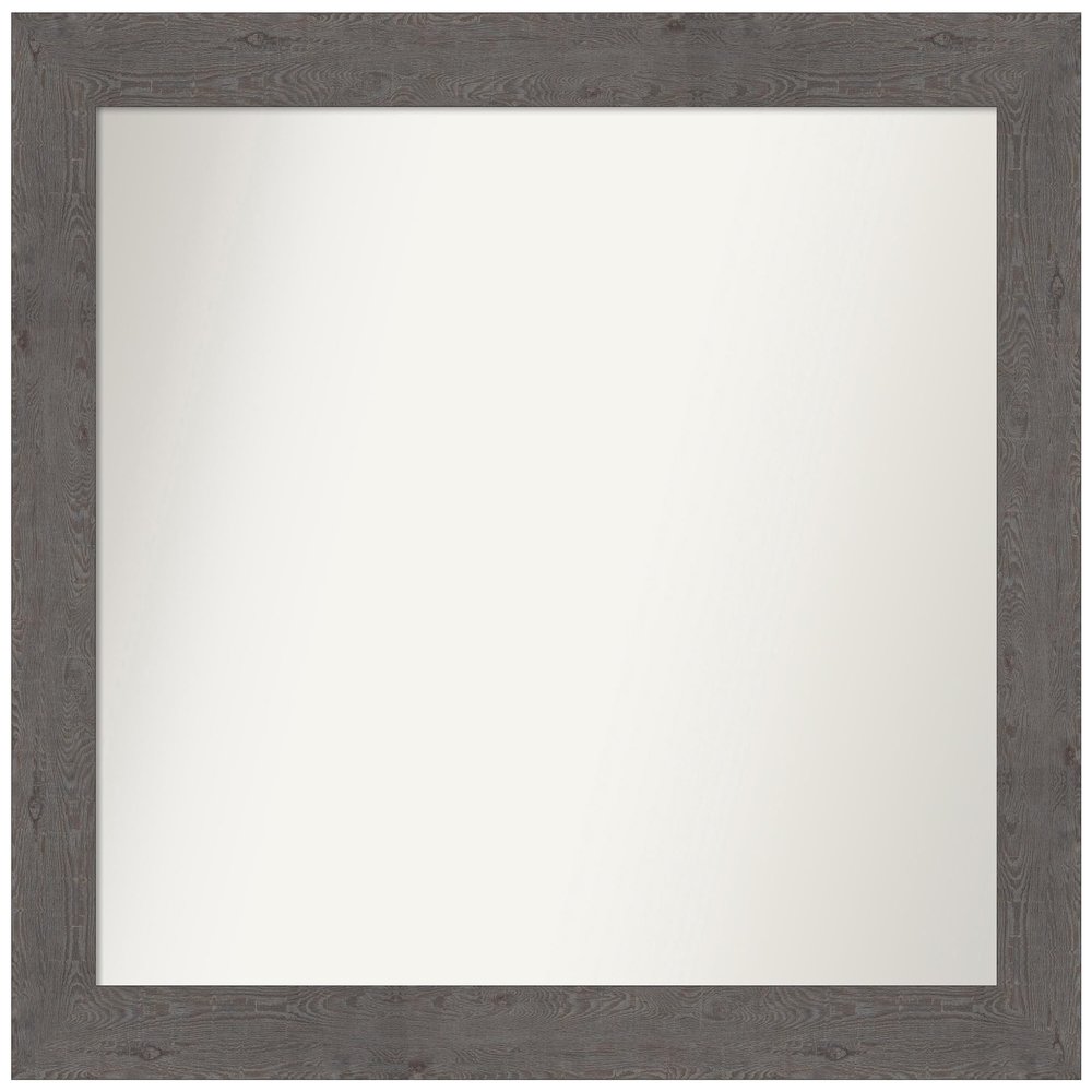 Amanti Art Grey Bathroom Mirror for Over Sink, 33x37 Custom Made Rustic Plank Grey Rectangle Vanity Mirror, Large Country Rustic Wood Frame, Hangs Horizonally and Vertically, Wall Decor