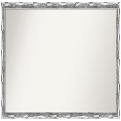 Amanti Art Silver Bathroom Mirror for Over Sink, 22x40 Custom Made Scratched Wave Chrome Rectangle Vanity Mirror, Large Traditional Wood Frame, Hangs Horizonally and Vertically, Wall Decor