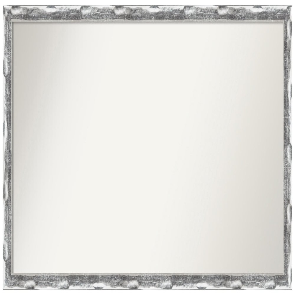 Amanti Art Silver Bathroom Mirror for Over Sink, 22x40 Custom Made Scratched Wave Chrome Rectangle Vanity Mirror, Large Traditional Wood Frame, Hangs Horizonally and Vertically, Wall Decor