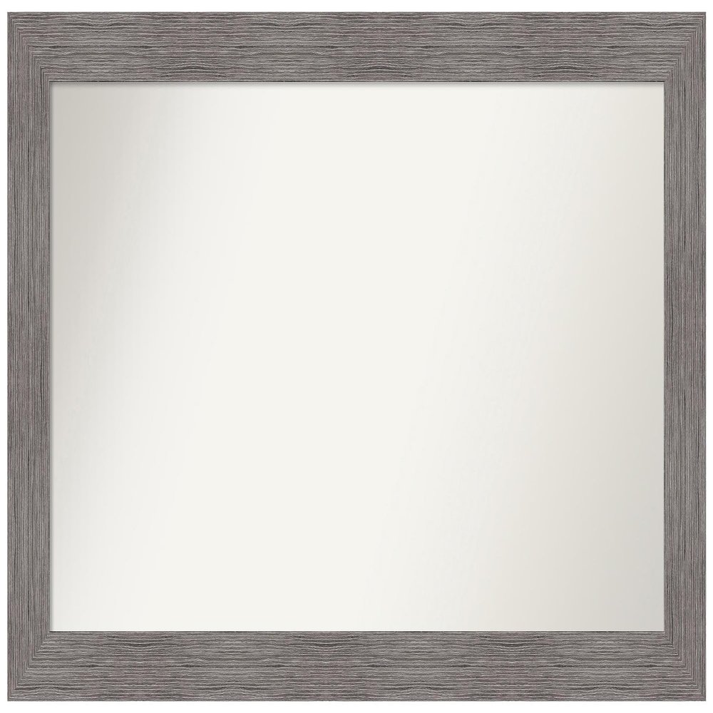 Amanti Art Grey Bathroom Mirror for Over Sink, 29x49 Custom Made Pinstripe Plank Grey Rectangle Vanity Mirror, Oversize Country Rustic Wood Frame, Hangs Horizonally and Vertically, Wall Decor