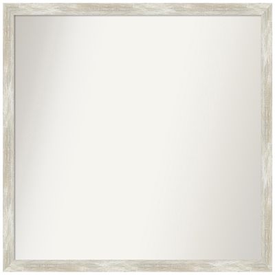 Amanti Art Silver Bathroom Mirror for Over Sink, 26x28 Custom Made Crackled Metallic Narrow Rectangle Vanity Mirror, Large Casual Wood Frame, Hangs Horizonally and Vertically, Wall Decor