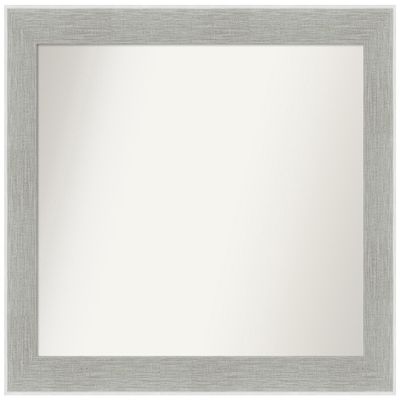 Amanti Art Grey Bathroom Mirror for Over Sink, 29x35 Custom Made Glam Linen Grey Rectangle Vanity Mirror, Large Country Rustic Wood Frame, Hangs Horizonally and Vertically, Wall Decor