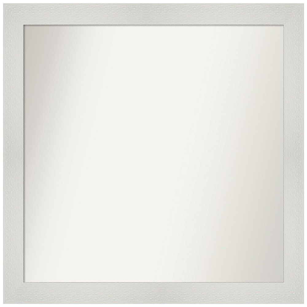 Amanti Art White Bathroom Mirror for Over Sink, 34x36 Custom Made Mosaic White Rectangle Vanity Mirror, Large Casual Wood Frame, Hangs Horizonally and Vertically, Wall Decor