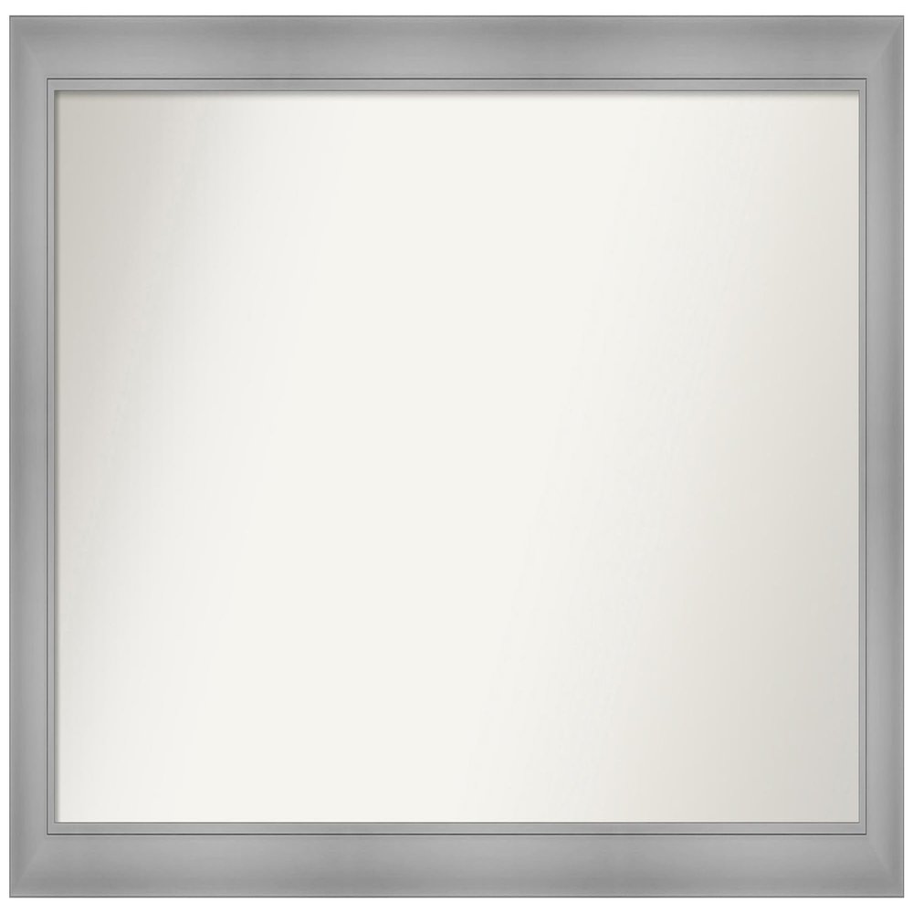 Amanti Art Silver Bathroom Mirror for Over Sink, 26x44 Custom Made Flair Polished Nickel Rectangle Vanity Mirror, Large Casual Wood Frame, Hangs Horizonally and Vertically, Wall Decor