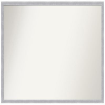 Amanti Art Silver Bathroom Mirror for Over Sink, 33x48 Custom Made Grace Brushed Nickel Narrow Rectangle Vanity Mirror, Oversize Modern Wood Frame, Hangs Horizonally and Vertically, Wall Decor