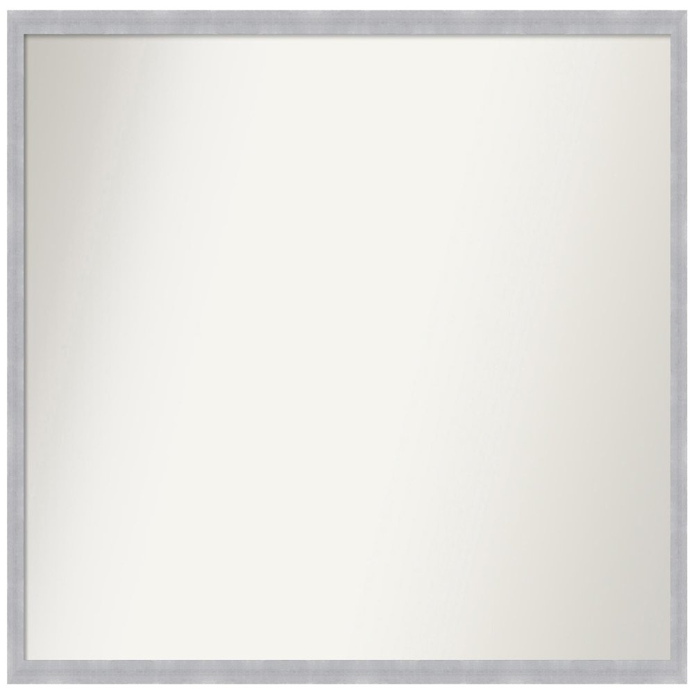Amanti Art Silver Bathroom Mirror for Over Sink, 33x48 Custom Made Grace Brushed Nickel Narrow Rectangle Vanity Mirror, Oversize Modern Wood Frame, Hangs Horizonally and Vertically, Wall Decor
