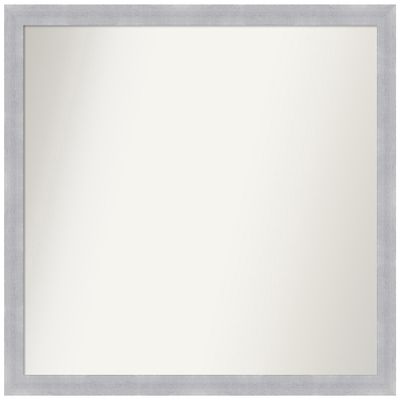 Amanti Art Silver Bathroom Mirror for Over Sink, 22x24 Custom Made Grace Brushed Nickel Narrow Rectangle Vanity Mirror, Medium Modern Wood Frame, Hangs Horizonally and Vertically, Wall Decor