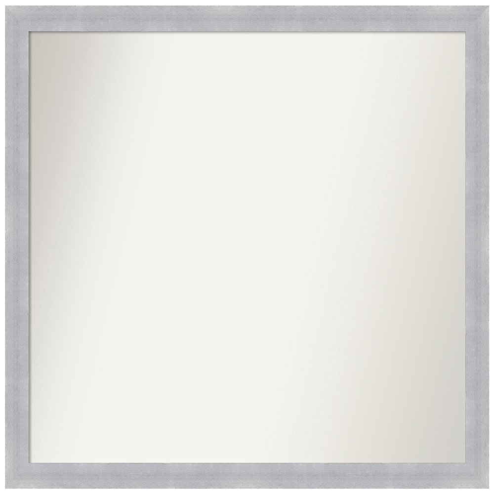 Amanti Art Silver Bathroom Mirror for Over Sink, 22x24 Custom Made Grace Brushed Nickel Narrow Rectangle Vanity Mirror, Medium Modern Wood Frame, Hangs Horizonally and Vertically, Wall Decor