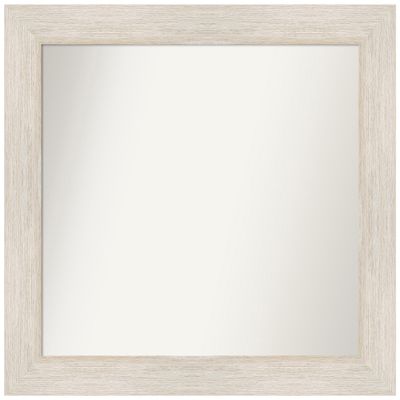 Amanti Art White Bathroom Mirror for Over Sink, 27x29 Custom Made Hardwood White Wash Rectangle Vanity Mirror, Medium Country Rustic Wood Frame, Hangs Horizonally and Vertically, Wall Decor