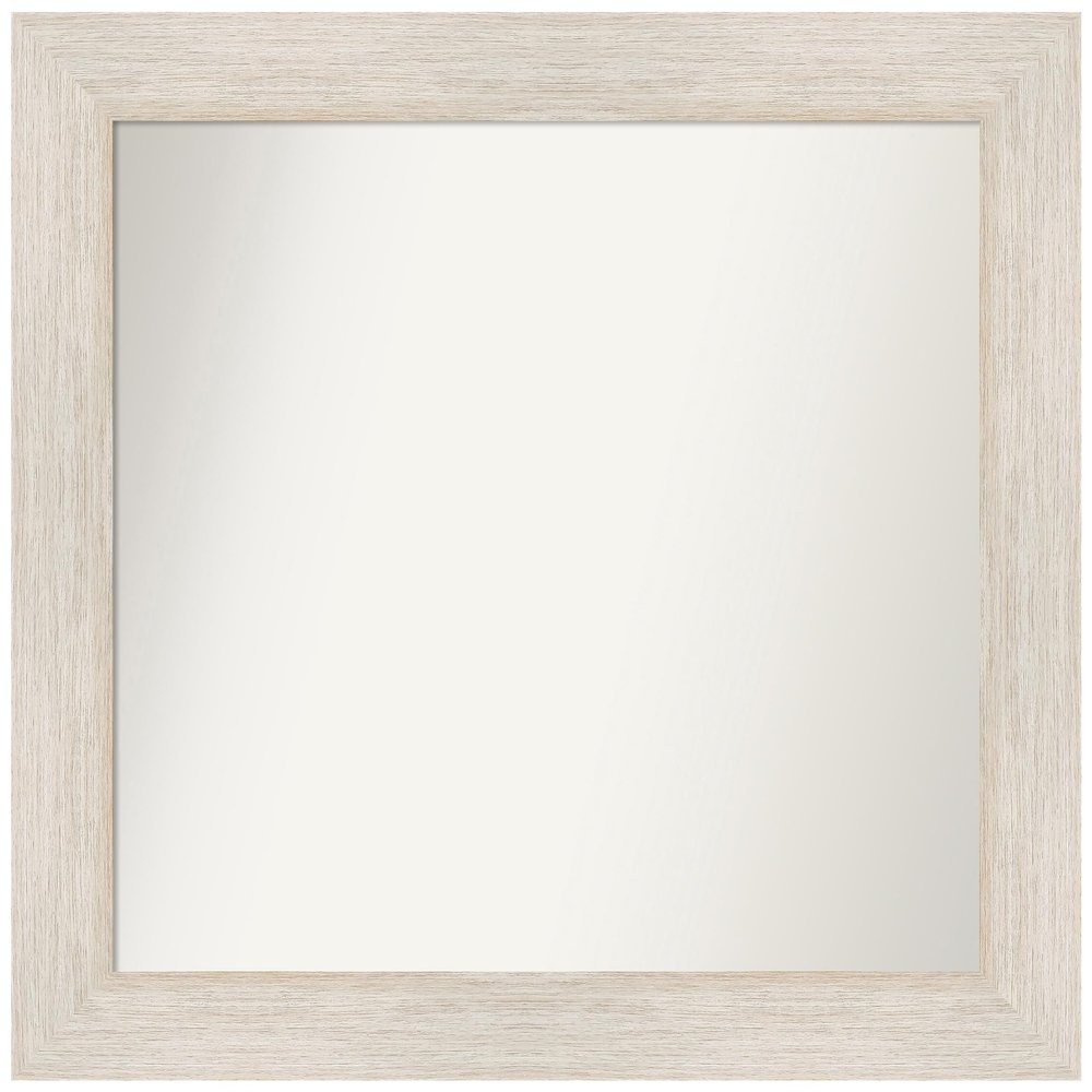 Amanti Art White Bathroom Mirror for Over Sink, 27x29 Custom Made Hardwood White Wash Rectangle Vanity Mirror, Medium Country Rustic Wood Frame, Hangs Horizonally and Vertically, Wall Decor