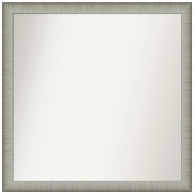 Amanti Art Silver Bathroom Mirror for Over Sink, 30x31 Custom Made Elegant Brushed Pewter Narrow Rectangle Vanity Mirror, Large Casual Wood Frame, Hangs Horizonally and Vertically, Wall Decor