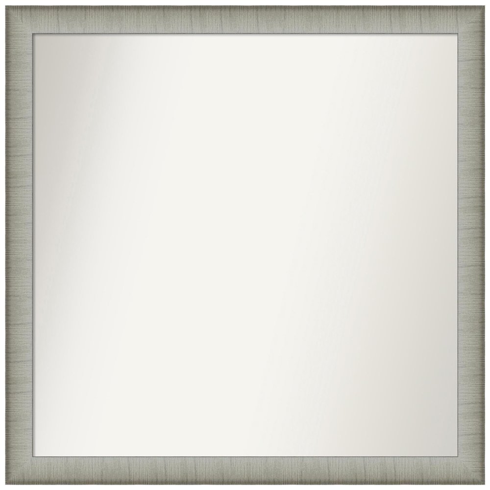 Amanti Art Silver Bathroom Mirror for Over Sink, 30x31 Custom Made Elegant Brushed Pewter Narrow Rectangle Vanity Mirror, Large Casual Wood Frame, Hangs Horizonally and Vertically, Wall Decor