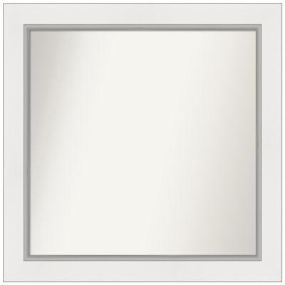Amanti Art White Bathroom Mirror for Over Sink, 30x31 Custom Made Eva White Silver Rectangle Vanity Mirror, Large Modern Wood Frame, Hangs Horizonally and Vertically, Wall Decor