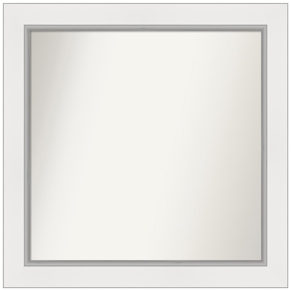 Amanti Art White Bathroom Mirror for Over Sink, 30x31 Custom Made Eva White Silver Rectangle Vanity Mirror, Large Modern Wood Frame, Hangs Horizonally and Vertically, Wall Decor