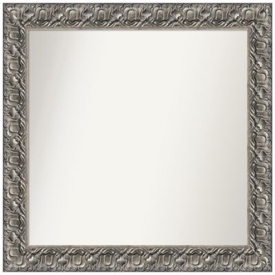 Amanti Art Silver Bathroom Mirror for Over Sink, 32x34 Custom Made Silver Luxor Rectangle Vanity Mirror, Large Traditional Wood Frame, Hangs Horizonally and Vertically, Wall Decor