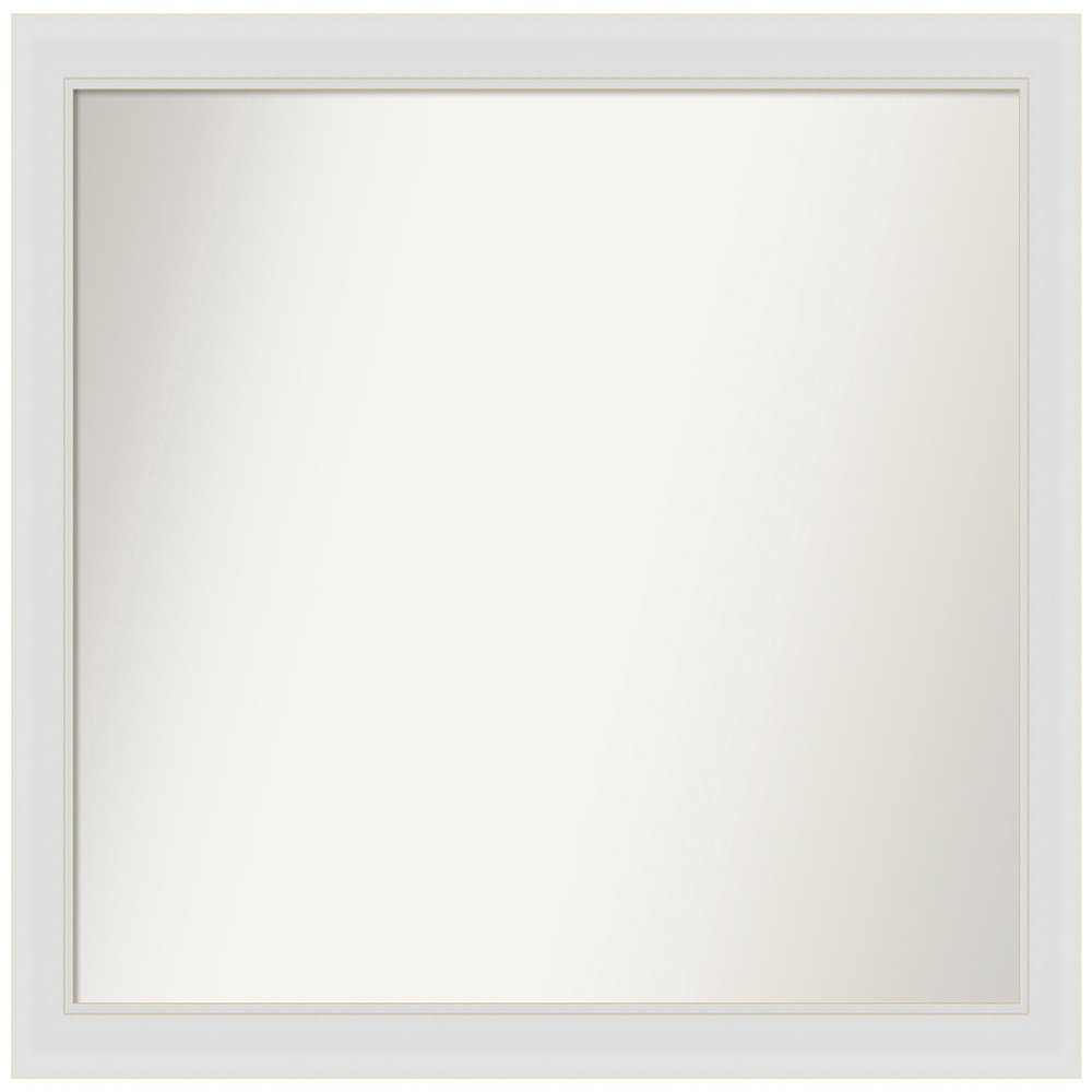 Amanti Art White Bathroom Mirror for Over Sink, 31x38 Custom Made Flair Soft White Rectangle Vanity Mirror, Large Casual Wood Frame, Hangs Horizonally and Vertically, Wall Decor
