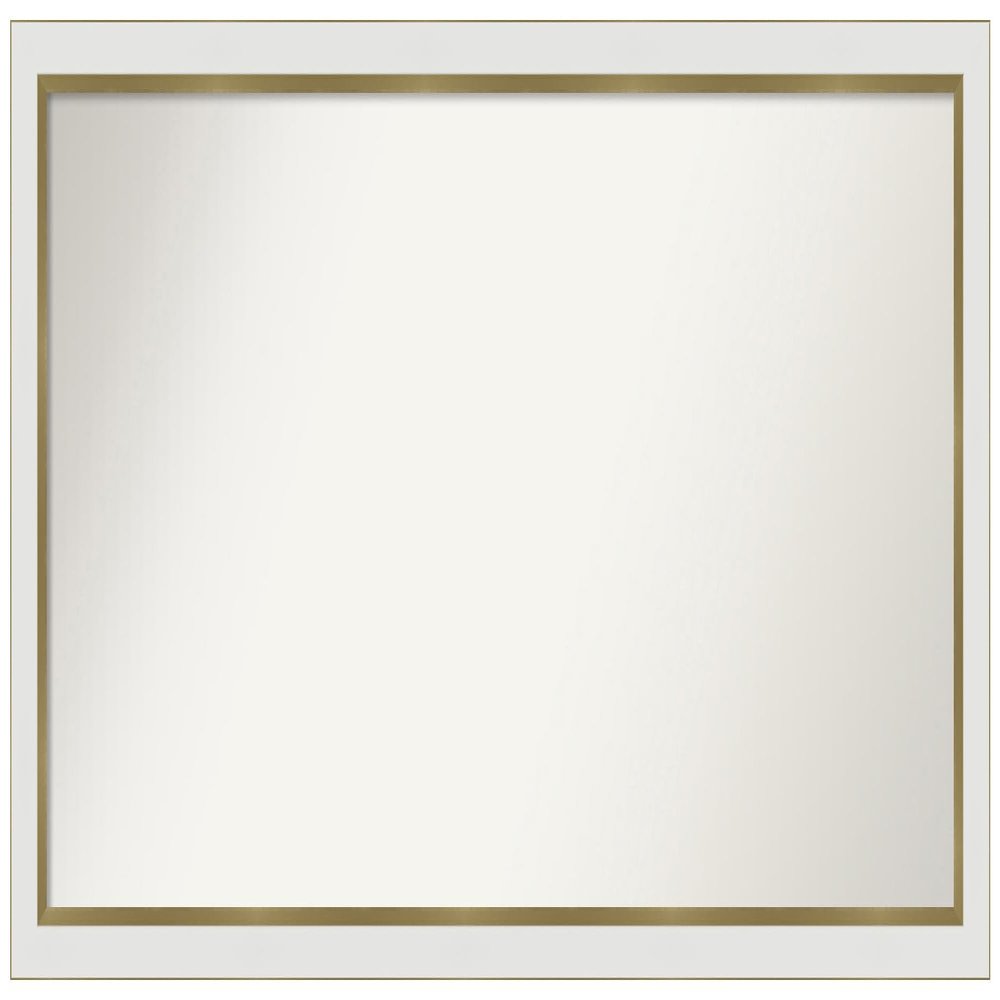 Amanti Art White Bathroom Mirror for Over Sink, 24x49 Custom Made Eva White Gold Narrow Rectangle Vanity Mirror, Oversize Modern Wood Frame, Hangs Horizonally and Vertically, Wall Decor