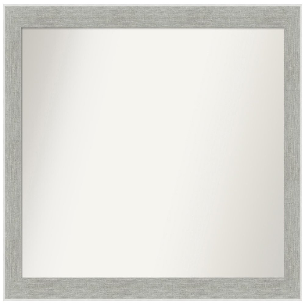 Amanti Art Grey Bathroom Mirror for Over Sink, 37x49 Custom Made Glam Linen Grey Rectangle Vanity Mirror, Oversize Country Rustic Wood Frame, Hangs Horizonally and Vertically, Wall Decor
