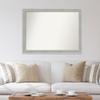 Amanti Art Grey Bathroom Mirror for Over Sink, 37x49 Custom Made Glam Linen Grey Rectangle Vanity Mirror, Oversize Country Rustic Wood Frame, Hangs Horizonally and Vertically, Wall Decor view 4