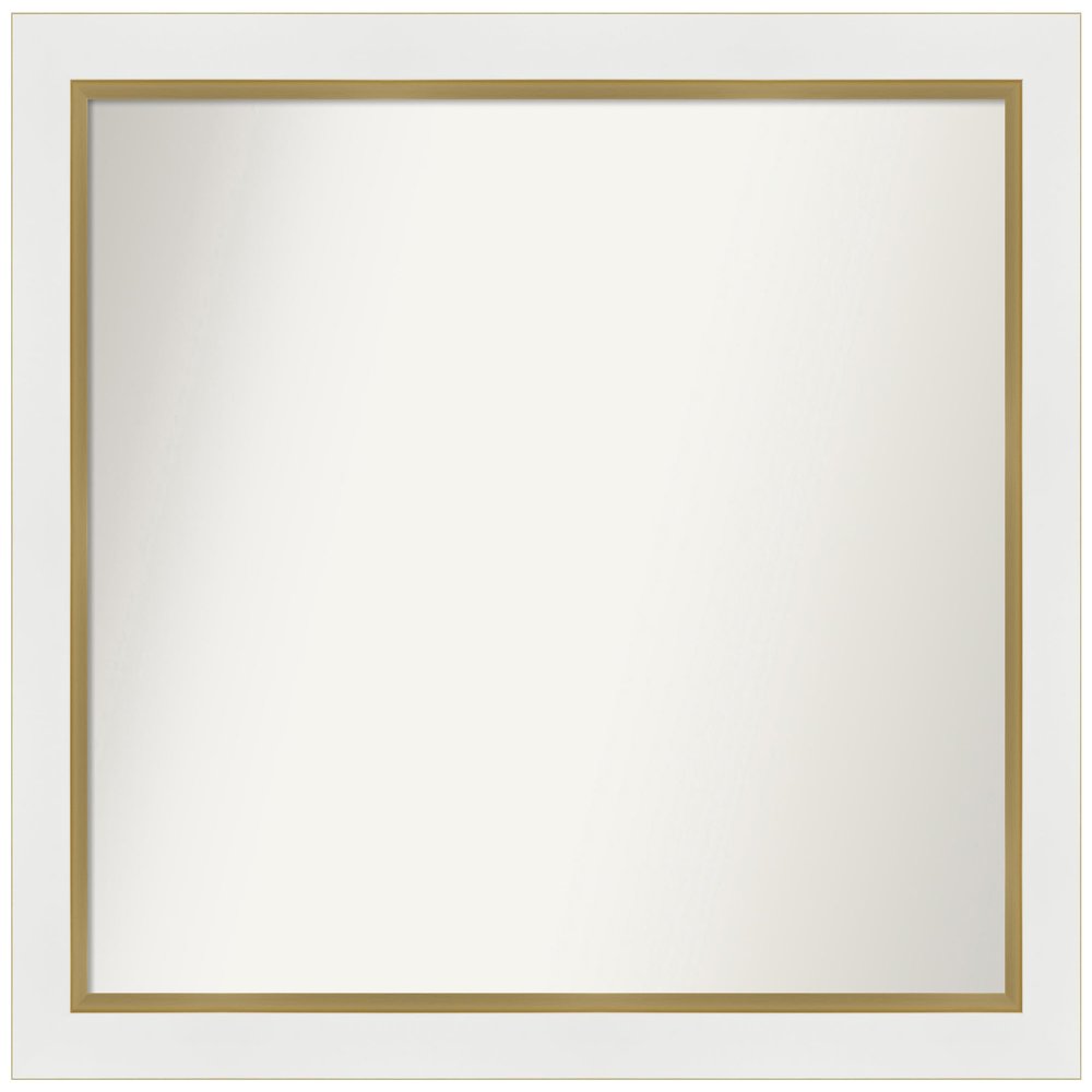 Amanti Art White Bathroom Mirror for Over Sink, 36x41 Custom Made Eva White Gold Rectangle Vanity Mirror, X-Large Modern Wood Frame, Hangs Horizonally and Vertically, Wall Decor