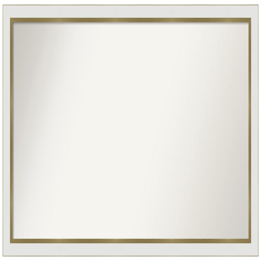 Amanti Art White Bathroom Mirror for Over Sink, 26x47 Custom Made Eva White Gold Narrow Rectangle Vanity Mirror, Oversize Modern Wood Frame, Hangs Horizonally and Vertically, Wall Decor