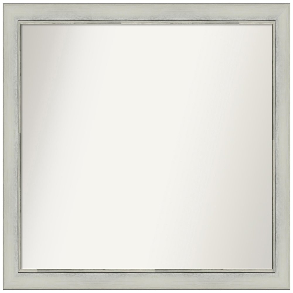 Amanti Art Silver Bathroom Mirror for Over Sink, 31x36 Custom Made Flair Silver Patina Rectangle Vanity Mirror, Large Traditional Wood Frame, Hangs Horizonally and Vertically, Wall Decor