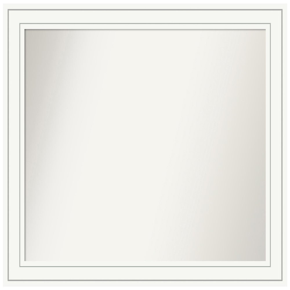 Amanti Art White Bathroom Mirror for Over Sink, 31x37 Custom Made Craftsman White Rectangle Vanity Mirror, Large Casual Wood Frame, Hangs Horizonally and Vertically, Wall Decor