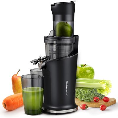 Elite Gourmet EJX017 Whole Fruit 3 Feeding Chute, Dynamic Masticating Slow Juicer, High Yield Cold Press Juice Extractor, Nutrient and Vitamin Dense, Easy to Clean, 27 oz Juice Cup, Black
