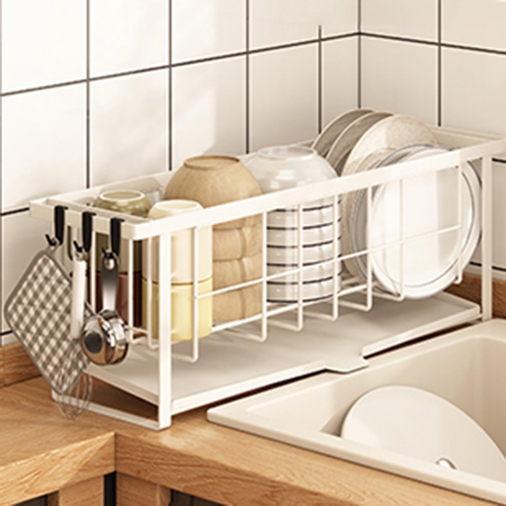 Dinner Plate Holder, Metal Dish Drying Rack, With draining spout, non-wetted countertops, for Kitchen, apartments, cabinets (Size : 57.4 * 21 * 16CM)
