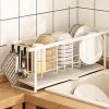 Dinner Plate Holder, Metal Dish Drying Rack, With draining spout, non-wetted countertops, for Kitchen, apartments, cabinets (Size : 57.4 * 21 * 16CM) view 1