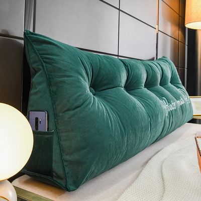 ZZYK Headboard Pillow Wedge Reading Pillow Fleece Backrest Reading Rest Pillow,Large Triangle Back Cushion Day Bed Bench Rest Pillow with Washable Cover,Green,Twin(39"/100cm)