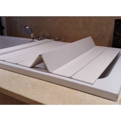 Bathtub Tray Bathtub Caddy Tray Dust-Proof Bathtub Cover, Folding Bath Tub Accessories Shutter Bath Lid, PVC Insulation Cover for Bathroom Spa, 0.6cm Thickness Multifunctional (Color : White, Size :