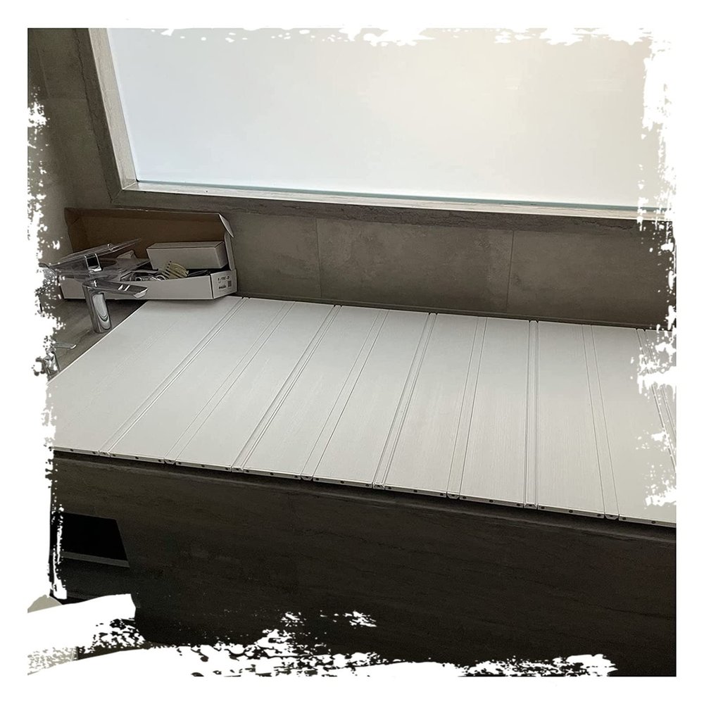 Bathtub Tray Folding PVC Bathtub Cover Shutter Bath Lid, Long-Lasting Durability Bathtub Insulation Cover Dust Board, Waterproof Storage Stand Bathtub Tray, 0.6cm Thickness Multifunctional (Color : W