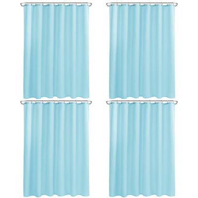 Nasitos Fabric Shower Curtain Liners 4 Pack - W72 x H72 - Washable & Water Resistant Cloth Shower Liner for Bathroom, Soft Hotel Quality, Standard Size (Blue, Include 8 Separate Magnets)