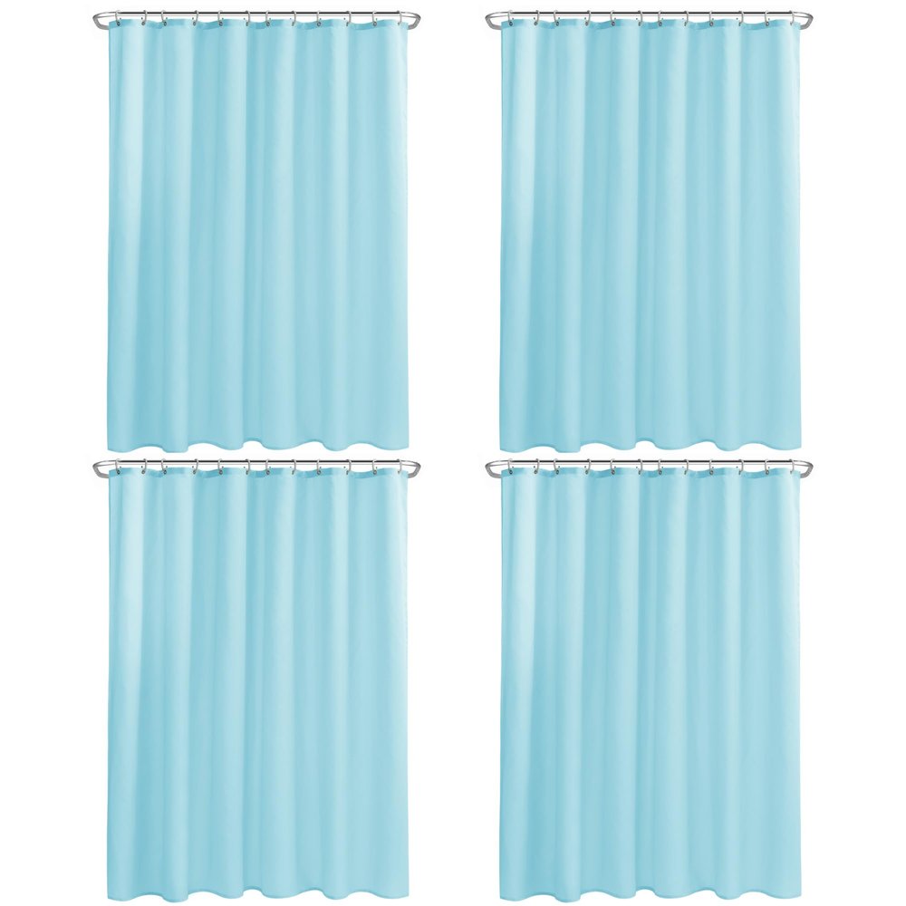 Nasitos Fabric Shower Curtain Liners 4 Pack - W72 x H72 - Washable & Water Resistant Cloth Shower Liner for Bathroom, Soft Hotel Quality, Standard Size (Blue, Include 8 Separate Magnets)
