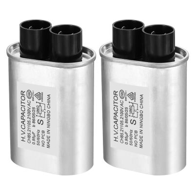 PATIKIL Microwave Capacitor, 2 Pack 0.95uF AC 2100V High Voltage Capacitor 7mm Pin Distance for Universal Microwave Oven, Silver Tone