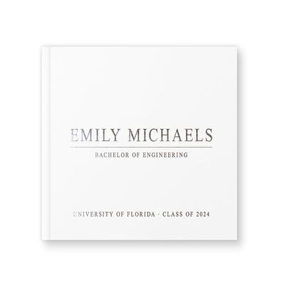 College University Graduation Book or Graduating Photo Album, Family Friends Messages for Graduating Student - White Silver (10x8)