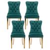 Rhomtree Dining Chair with Golden Stainless Steel Plating Legs, Contemporary Velvet Chairs for Dining Room Upholstered Dining Chairs with Nailhead Trim and Back Ring Pull on Backrest (Green, Set of 4) view 1