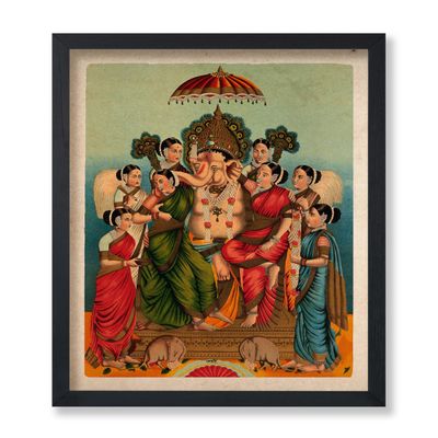 Poster Master Vintage Ganesha Poster - Retro Elephant Headed God Print - Hindu Art - Ganapati Art - Gift for Men & Women - Decor for Living Room, Bedroom, Dorm or Office - 8x10 UNFRAMED Wall Art