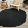 Handmade Braided Natural Farmhouse Jute Area Rug, Boho Rugs, Home Decor Jute Rugs (Black, 7 x 10 Feet Oval) view 2
