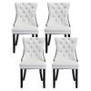 Rhomtree PU Dining Chair, Contemporary PU and Velvet Chairs for Dining Room Upholstered Dining Chairs with Nailhead Trim and Back Ring Pull on Backrest for Kitchen Dining Room (White+Black, Set of 4) view 1