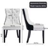 Rhomtree PU Dining Chair, Contemporary PU and Velvet Chairs for Dining Room Upholstered Dining Chairs with Nailhead Trim and Back Ring Pull on Backrest for Kitchen Dining Room (White+Black, Set of 4) view 3