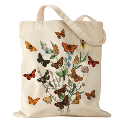 Miss Adola Aesthetic Canvas Tote Bag for Women - Colorful Butterfly Reusable Tote Shoulder Bag Cute Funny Casual Sturdy Cloth Cotton Bag for Vacation, Shopping, Grocery, Work, Gym
