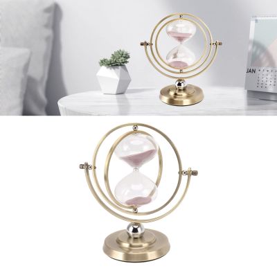 BEIJIALY Globe Hourglass Timer, 30/15 Minute Metal Frame Sand Timer Ornament Statue Sculpture Nordic Modern Home Office Table Decoration(M 25x18x3cm / 9.8x7.1x1.2in-30min)