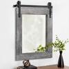 AAZZKANG Barn Door Rustic Mirror Large Wood Framed Wall Mirror 30"x22" Rectangle Bedroom Bathroom Farmhouse Vanity Mirror Vertical view 1