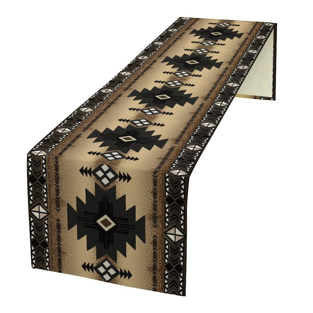 Aztec Southwest Table Runner,Ethnic Style Design Geometric Table Runners Table Setting Decor for Garden Farmhouse Wedding Party Holiday Dinner Home 13x120 Inch