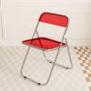 PAPERGAN Folding Chairs Indoor - Modern Acrylic Stackable Crystal Seat with Chrome Frame - Multifunctional Transparent Furniture for Living Room and Outdoor Use (Color : Red) view 1